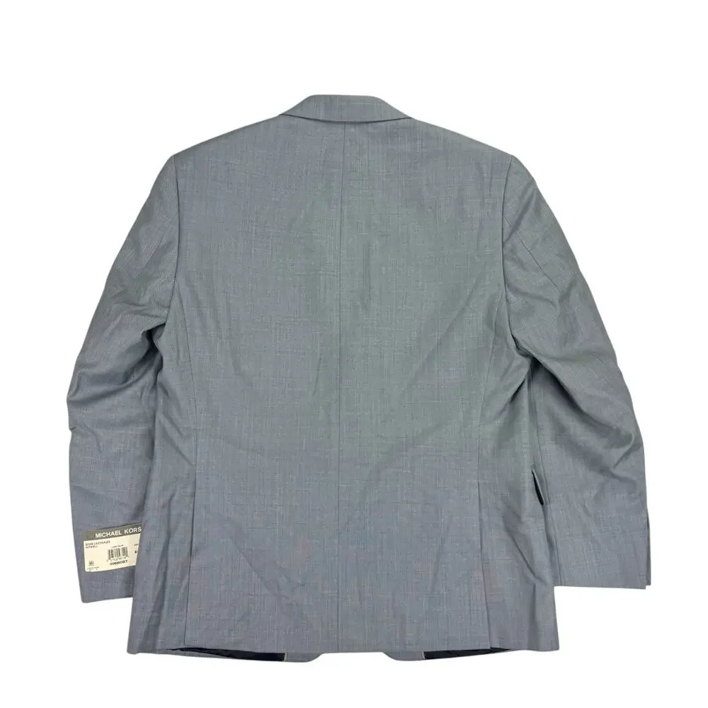 Michael Kors Mens Classic Fit Stretch Wool Blend Suit Jacket Light Blue 40S